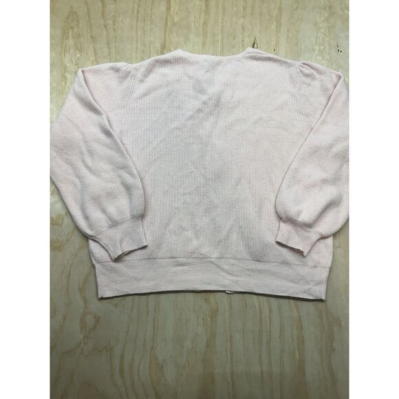 Vintage Yarnworks Women’s Cardigan Sweater Pink Lambswool Angora Blend Ribbed XL - Picture 6 of 8